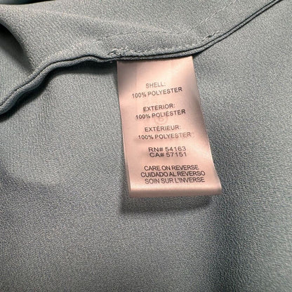Karl Lagerfeld Blouse Sz M Sheer Green Round Neck Pleated Front Button down