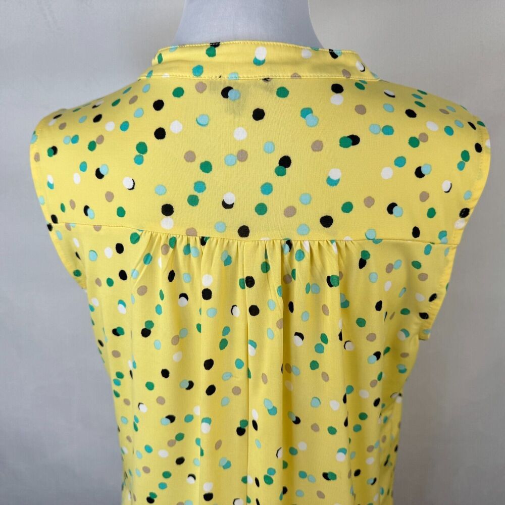Ava & Grace Women Sz S Yellow Polka Dot Metal Button Henley Sleeveless
