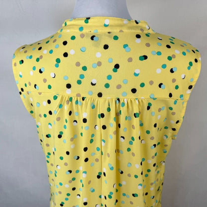 Ava & Grace Women Sz S Yellow Polka Dot Metal Button Henley Sleeveless