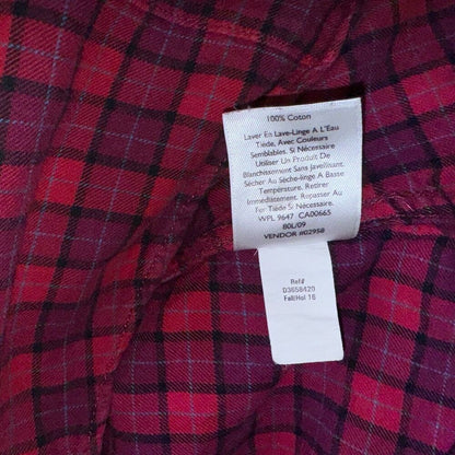 Eddie Bauer Ladies Sz S Flannel Shirt  Red/Black Plaid Long Sleeve Button Down