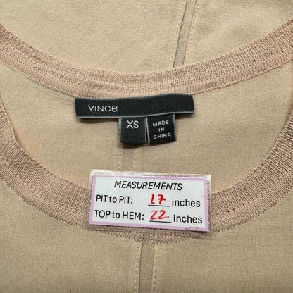 Vince Ladies Top Sz XS Beige Crew Neck Sleeveless Layered