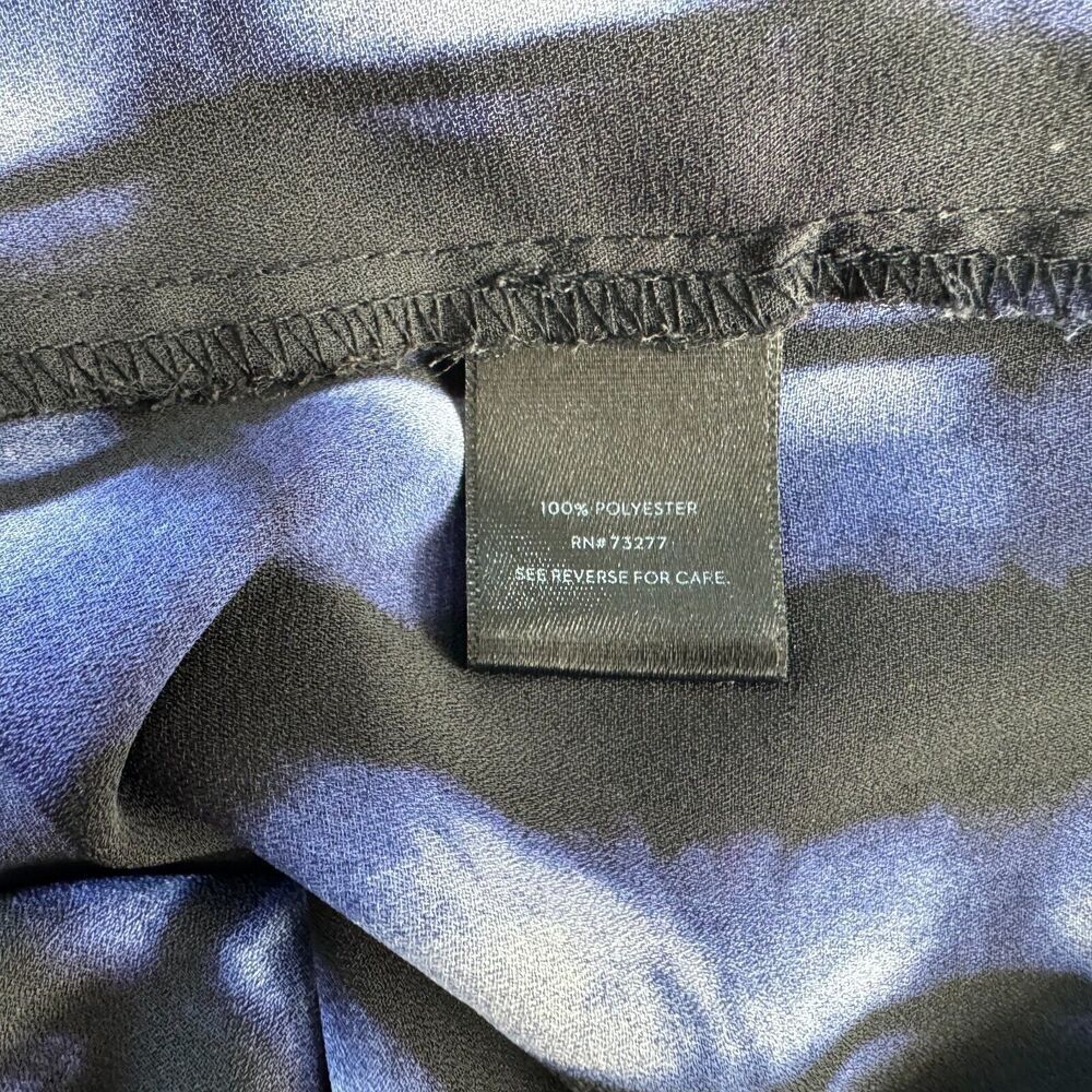 Simply Vera VeraWang Top XS Black Purple Henley Neckline Roll Up Sleeve
