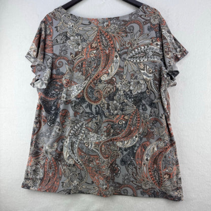 Roz&Ali Blouse Women Sz 2X Front double layer Pullover boat neckline