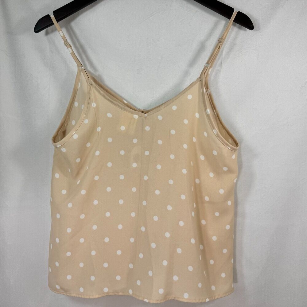 Japna Ladies Camisole Size M Beige Polka dots Button Front V Neck