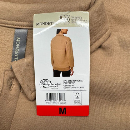 Mondetta Ladies Sz M Beige Pullover Collared Long Sleeve Fleece