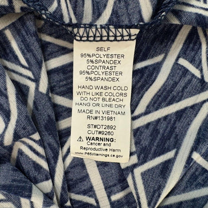 Naif Women Halter Top Size M Navy White Geometric Print Sleeveless Zip Front