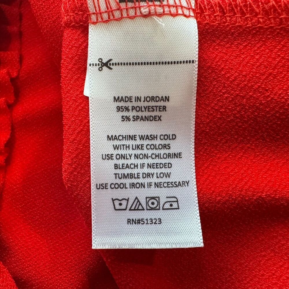 CeCe Women Sz XS Knit Red Blouse Crew Neck Double Ruffle Flutter Sleeve