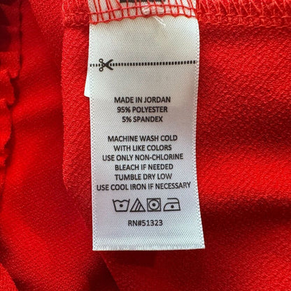 CeCe Women Sz XS Knit Red Blouse Crew Neck Double Ruffle Flutter Sleeve