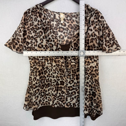 Chenault Ladies Silk Blouse Sz S 2-Piece Brown Beige Tan Solid brown Lining