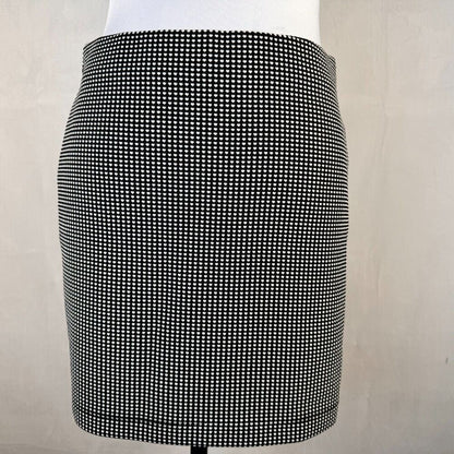 Forever 21 Mini Skirt Sz M Black white hearts stretchy mini bodycon