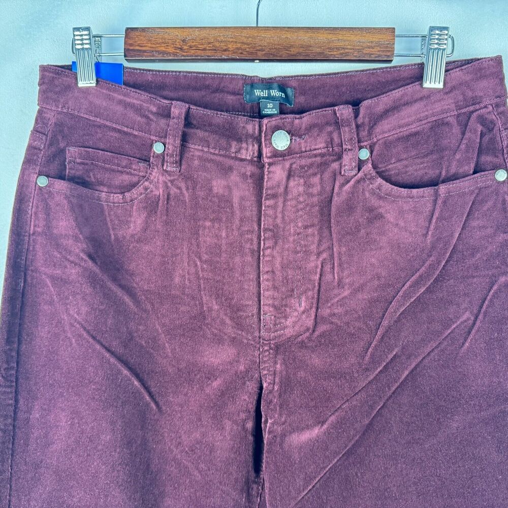 Well Worn Women Sz 10 Red Soft Corduroy Skinny Pants Stretch High Rise NWT B2013