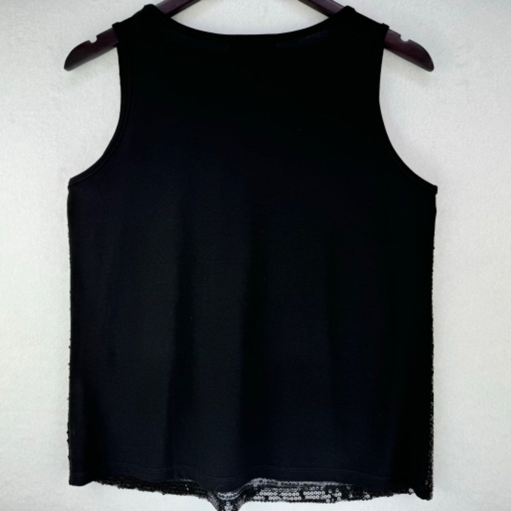 Slinky Brand Women Sz M Black Sequin Sleeveless Tank Top