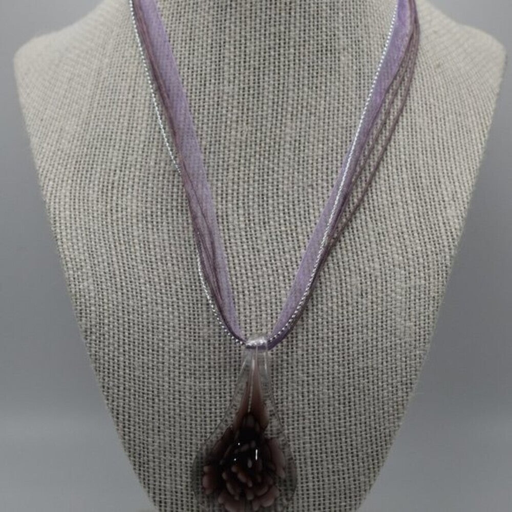 Purple glass pendant choker Handmade