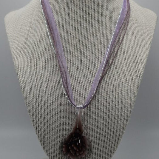 Purple glass pendant choker Handmade