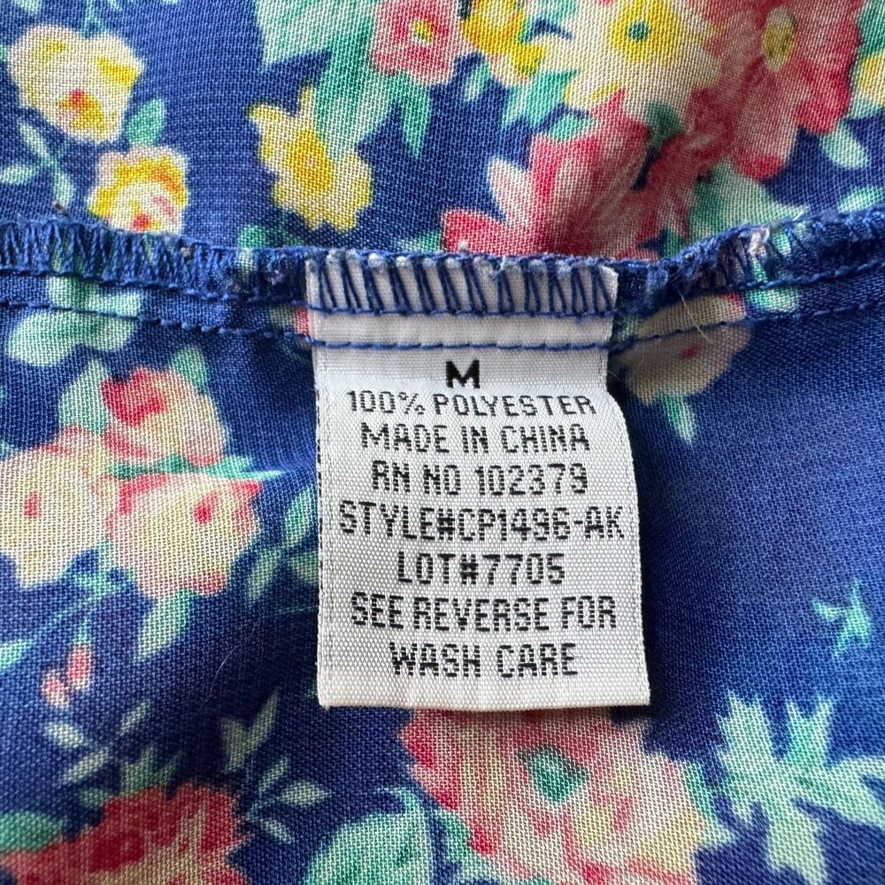 Ali & Kris Tank Top Sz M Floral Sheer Racerback Scoop Neck Blue Lace Pocket