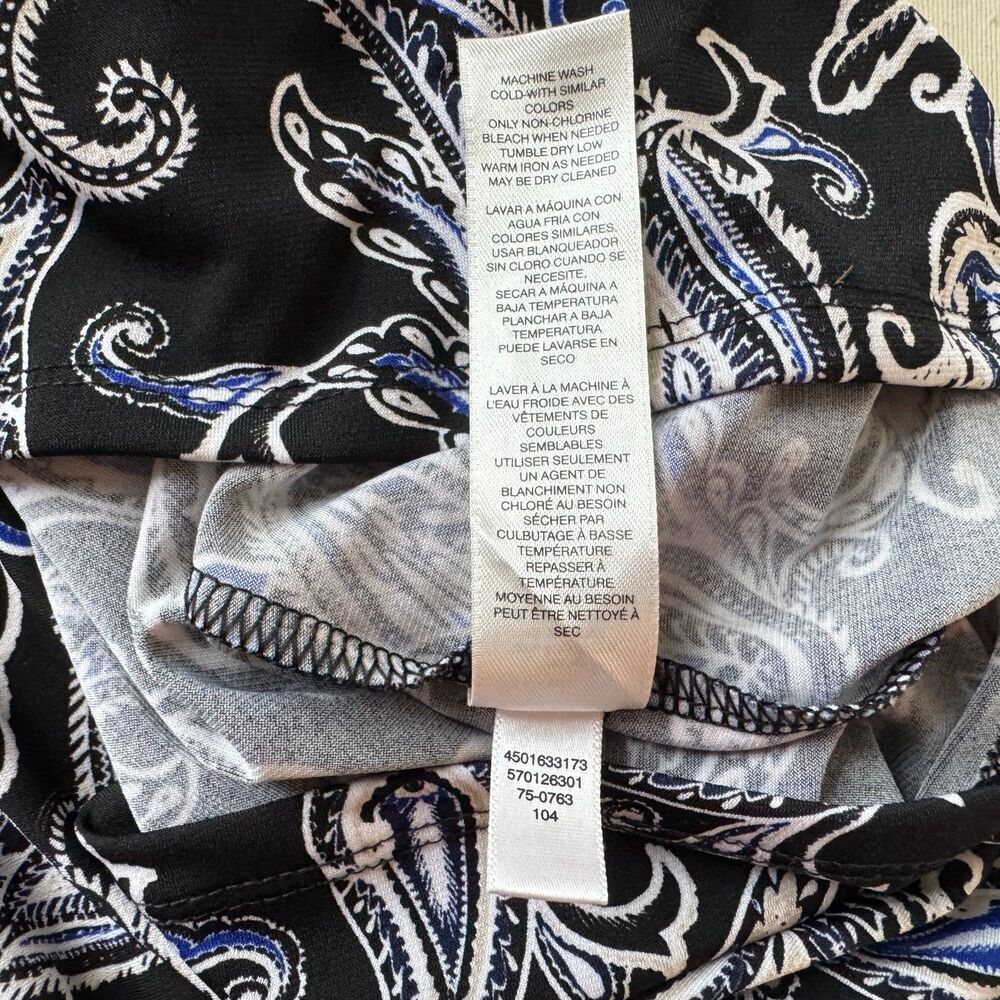 White House Black Market Tank Top Sz S Black Paisley Print Ruffle Scoop Neck