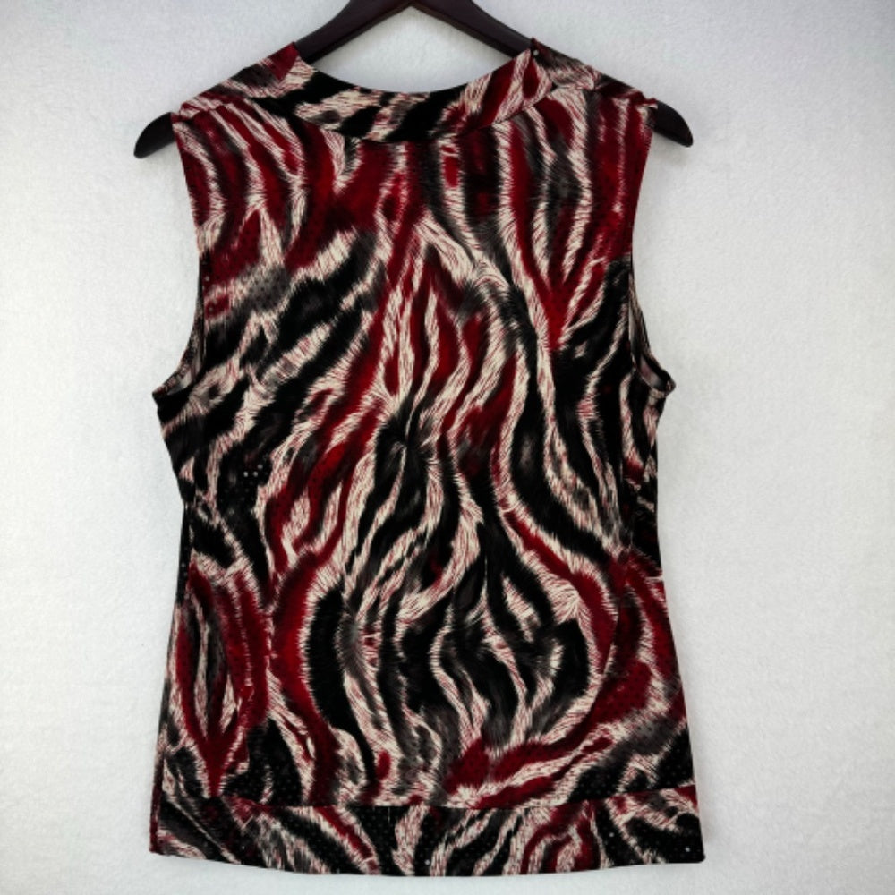 Alfani Women Blouse Sz M Tank Top Cowl Neck embellished black red gray white
