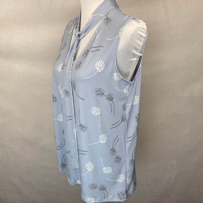 Banana Republic Top Sz S Blue Floral V-Neck Stretch Sleeveless Tie Front