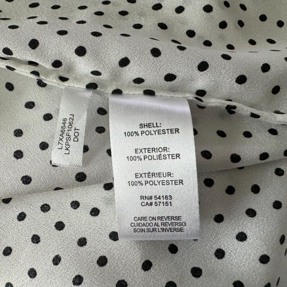 Karl Lagerfeld Top Sz XS White Black Polka Dot 3/4 Length Tiered Ruffle Sleeve