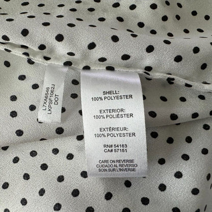Karl Lagerfeld Top Sz XS White Black Polka Dot 3/4 Length Tiered Ruffle Sleeve