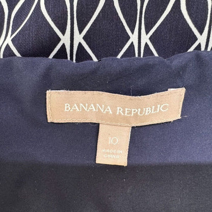 Banana Republic Tank Top Sz 10 Navy Blue White print Spaghetti Straps