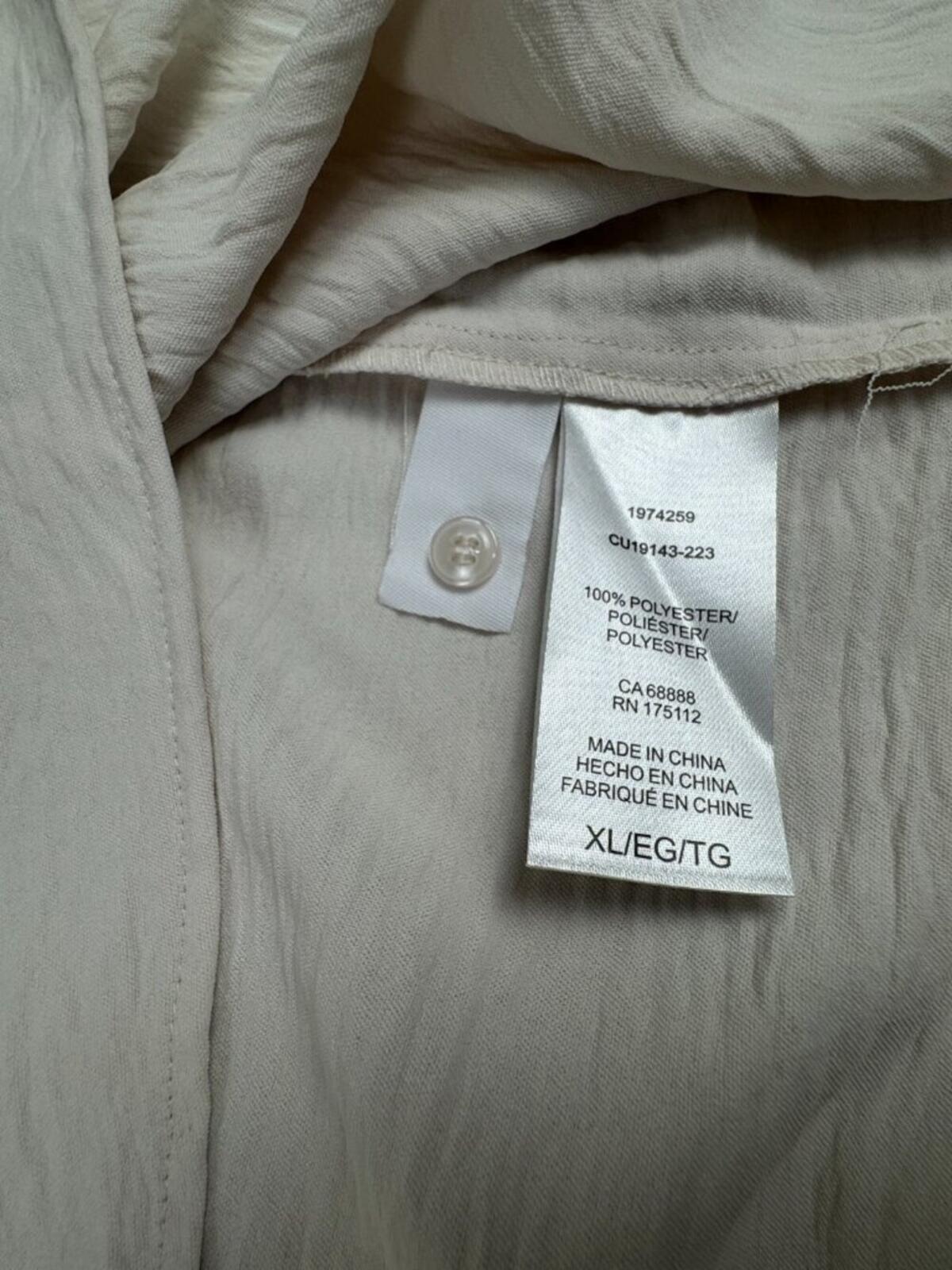 NWT Hilary Radley Beige Textured Short Sleeve Henley Top XL - B2251