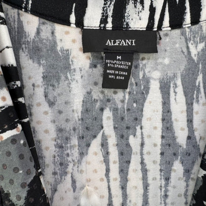 Alfani Ladies Cowl Neck Top Sz M Sleeveless black white beige dots