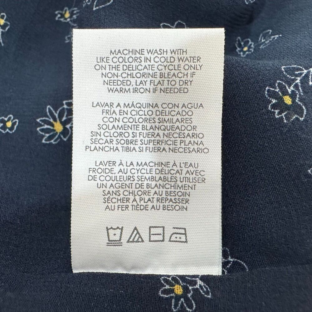 Cabi Sheer Top Sz S Navy Blue Floral V Neck Sleeveless Blouse layered