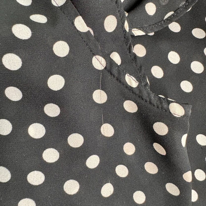 LOFT Womens Tank Top Sz M Black Polka Dot VNeck Henley Flowy Sleeveless