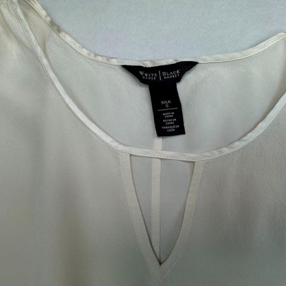 White House Black Market Top Sz S 100% Silk Chiffon Cream Flutter Sleeve
