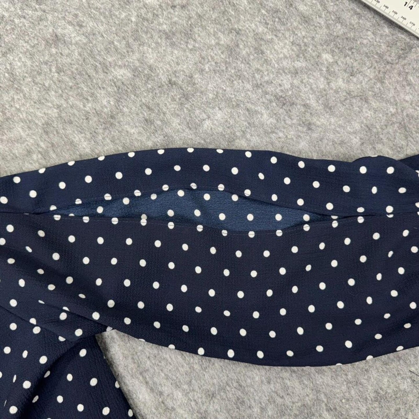 PinkBlush NWT Top Women Sz S Navy Polka Dot Crew Neck Long Slit Sleeve Bow Cuff