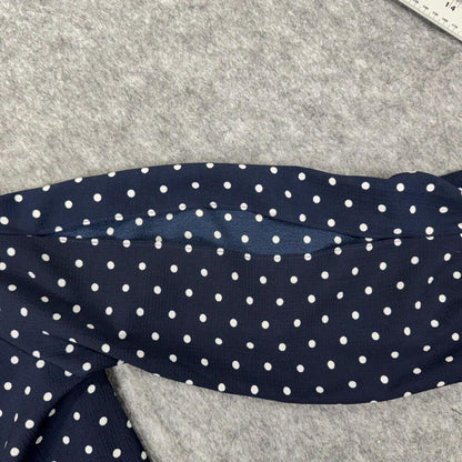 PinkBlush NWT Top Women Sz S Navy Polka Dot Crew Neck Long Slit Sleeve Bow Cuff