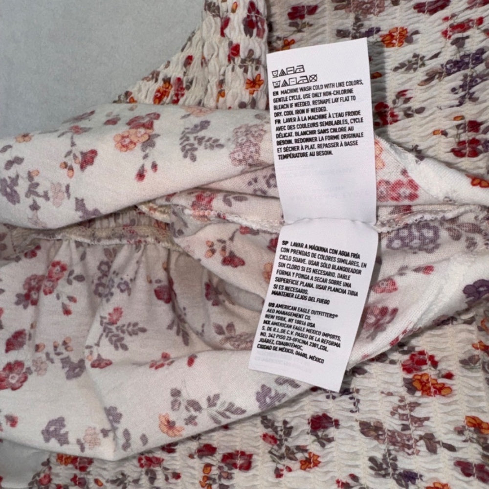 American Eagle Top Sz M Floral Off The Shoulder Ruched Peplum