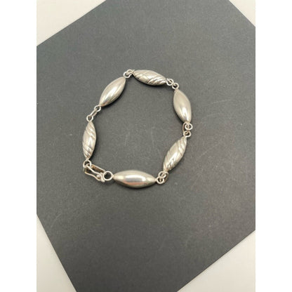 925 Sterling Silver Leaf Link Bracelet 7.5" 11.95g Peruvian Jewelry