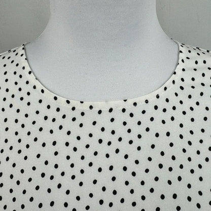 Karl Lagerfeld Top Sz XS White Black Polka Dot 3/4 Length Tiered Ruffle Sleeve