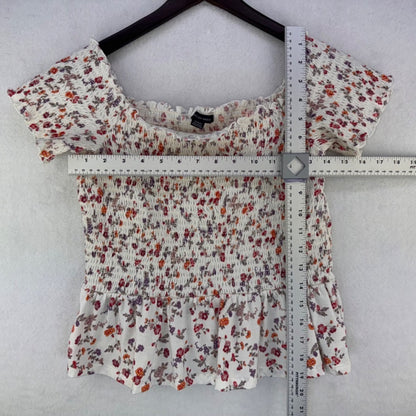 American Eagle Top Sz M Floral Off The Shoulder Ruched Peplum