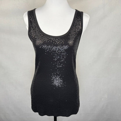 Maurice Tank Top Sz M Black Sequin Stretchy Rayon Spandex NWT