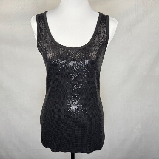 Maurice Tank Top Sz M Black Sequin Stretchy Rayon Spandex NWT