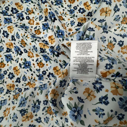 Mario Serrani Women Top Sz S NWT White Floral V-Neck 3/4 Sleeve B2120