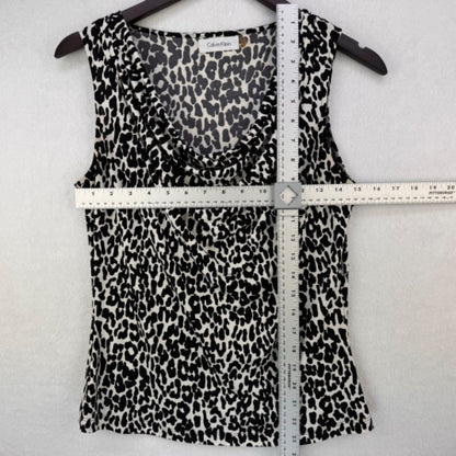 Calvin Klein Ladies Top Sz S Animal print Cowl Neck Sleeveless White and Black