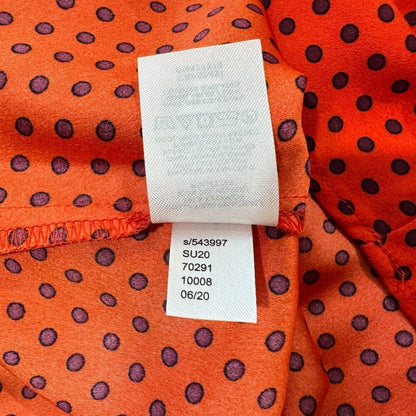 Ann Taylor Top Sz XXSP Orange Polka Dot Side Ruche and Tie Boat Neck Sleeveless