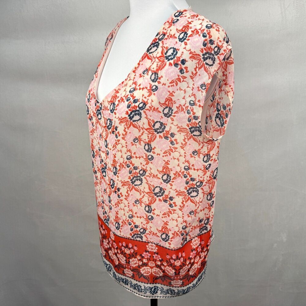 Rose + Olive Top Sz L Pink Floral Print lightweight sleeveless