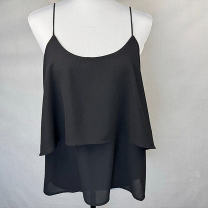 Paper Crane Tank Top Sz L Black Layered Spaghetti Straps