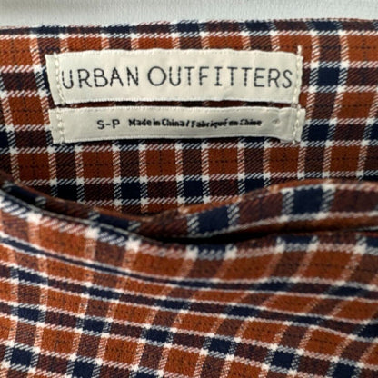 Urban Outfitters Mini Skirt S Brown Plaid High Waist Side Zipper