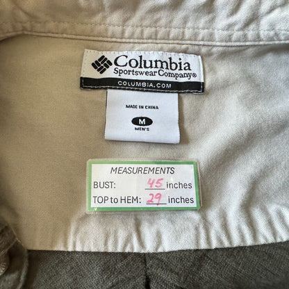 Columbia Shirt Men Sz M Green Flannel Button Up Pocket Long Sleeve Heavy Weight