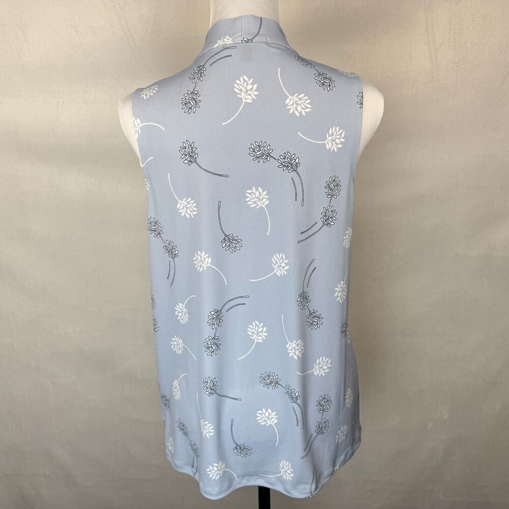Banana Republic Top Sz S Blue Floral V-Neck Stretch Sleeveless Tie Front