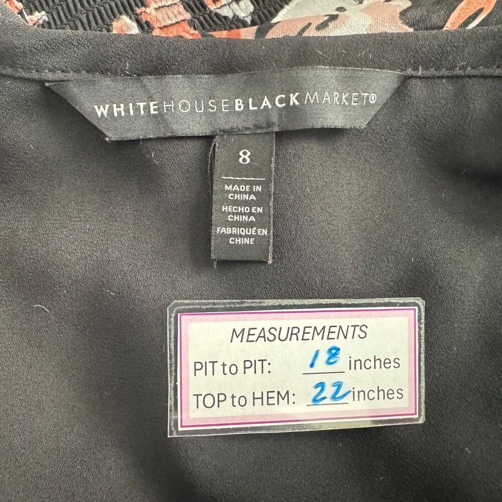 White House Black Market Sz 8 Cowl Neck Back Tie Pullover Sheer Slit Sleeve