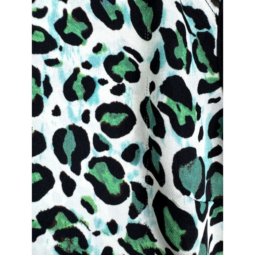 Cabi Top Green and Black Cheetah Print 2-Layered Blouse - Size Small