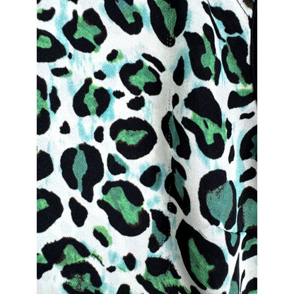 Cabi Top Green and Black Cheetah Print 2-Layered Blouse - Size Small