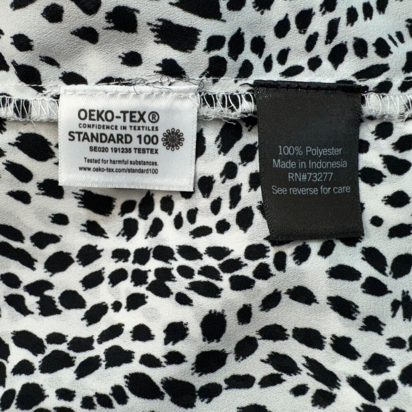 Simply Vera Wang Women Top Sz XXL Black & White Spots VNeck Cap Sleeves
